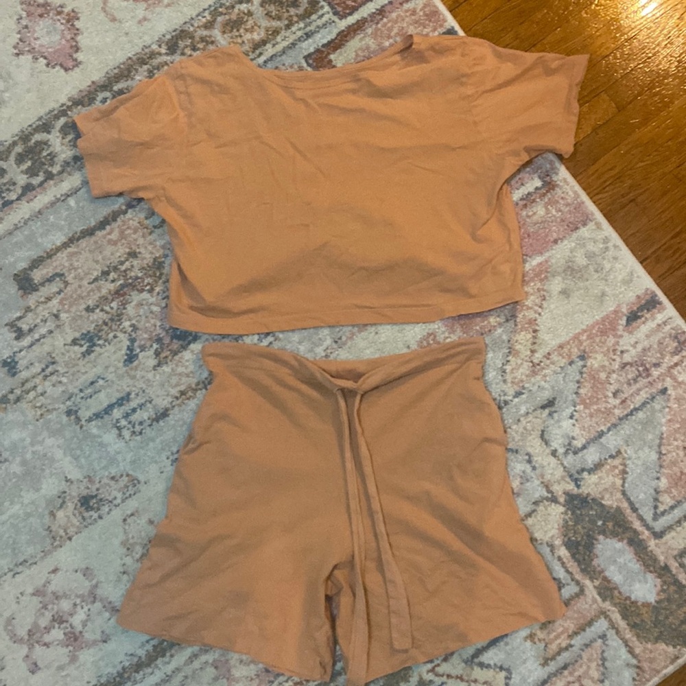 Pansy Gym Short and Crop Top in Sweet Potato Matching Set - Picture 1 of 6
